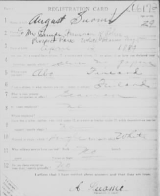 Old German Files, 1909-21 > August Sworn (#66172)
