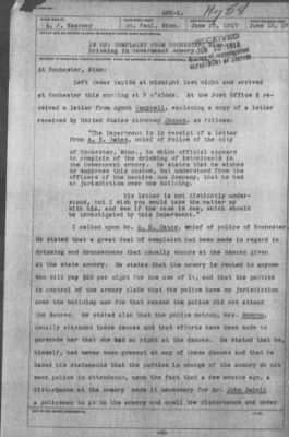 Miscellaneous Files, 1909-21 > COMPLAINT FROM ROCHESTER, Minn. Drinking in Government Armory. (#11758)