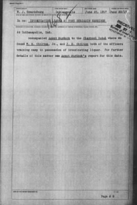 Thumbnail for Miscellaneous Files, 1909-21 > INTOXICATING LIQUOR AT FORT BENJAMIN HARRISON (#11682)