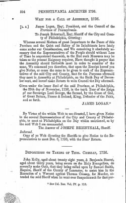 Volume I > Pennsylvania Archives 1736