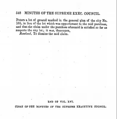 Thumbnail for Volume XVI > Minutes of the Supreme Executive Council