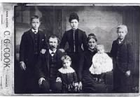 JOSIAH ELDER, with 1st wife EMILY TROMBLEY ELDER and her children, abt 1886.  