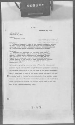 Thumbnail for A: Early History and General Organization of the AEF Air Service > 20: Cablegrams Sent by the SOS (S Series) to the War Department Relating to Aeronautical Topics AND Courier Cablegrams Received by the SOS (X Series) from the War Department AND Courier Cablegrams Sent by the SOS (CS Series) to the War Department AND Courier Cablegrams Received by the SOS (CX Series) from the War Department