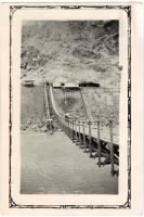 Swinging bridge used to cross the Colorado River.