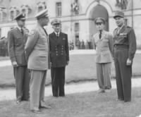 Gen Norstad, Gen Ridgeway, French Naval Admiral, Col Knox and Marshal Juin