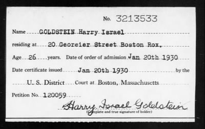 Thumbnail for 1930 > GOLDSTEIN Harry Israel