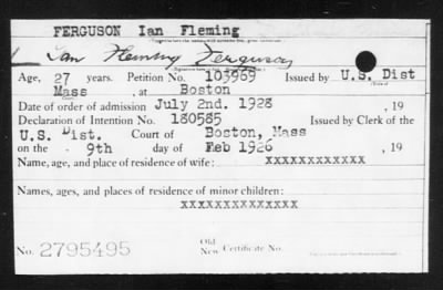 1928 > FERGUSON Ian Fleming