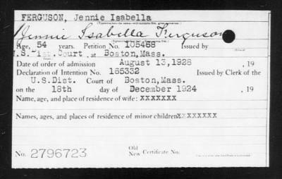 1928 > FERGUSON, Jennie Isabella