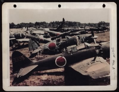 Thumbnail for ␀ > General View Of Wrecked Japanese Air Force Planes At Atsugi Airport, Japan.  September 1945.