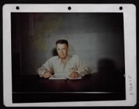General George C. Kenny Poses At His Desk.  Leyte, P.I. Photo Taken 4-17-45 By Q. R. Porter, On Pacific Press Tour. - Page 1