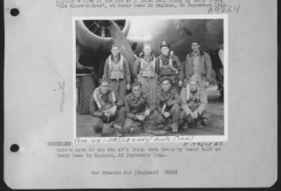 Consolidated > Hunt'S Crew Of The 8Th Af'S 398Th Bomb Group By Their B-17 At Their Base In England, 28 September 1944.