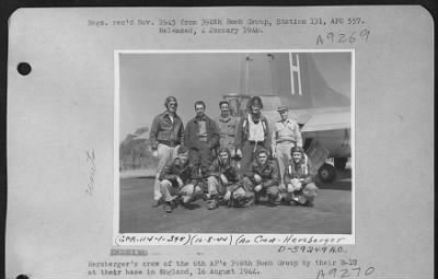 Consolidated > Hersberger'S Crew Of The 8Th Af'S 398Th Bomb Group By Their B-17 "Ramp Rooster" At Their Base In England, 16 August 1944.