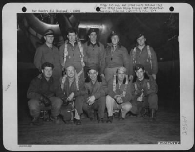 Consolidated > Lead Crew On Bombing Mission To Erfurt, Germany, In Front Of A Boeing B-17 Flying Fortress.  360Th Bomb Squadron, 303Rd Bomb Group.  England, 17 March 1945.