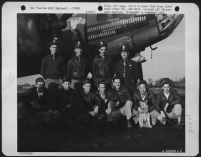 Thumbnail for Consolidated > 1St Lt. Paul Campbell And Crew Of The 358Th Bomb Squadron, 303Rd Bomb Group, Beside A Boeing B-17 "Flying Fortress".  England, 24 October 1943.  Standing On Right - 2Nd Lt. William J. Millner.