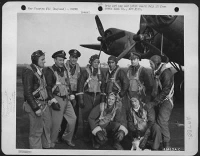Consolidated > Crew Of The 560Th Bomb Squadron, 388Th Bomb Group, In Front Of A Boeing B-17 "Flying Fortress".  England 8 February 1944. Standing, Left To Right: S/Sgt. Hubert H. Windham, Ellisville, Mississippi 1St Lt. Otis C. Ingebritsen, Madison, Wisc 2Nd Lt. Edward