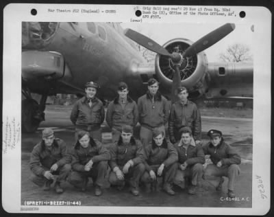 Consolidated > Lt. Bateys And Crew Of The 92Nd Bomb Group Beside A Boeing B-17 "Flying Fortress" "Flagship".  England, 27 November 1944.