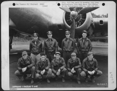 Consolidated > Lt. Boye And Crew Of The 92Nd Bomb Group Beside A Boeing B-17 "Flying Fortress" 'Flagship'.  England, 26 July 1944.