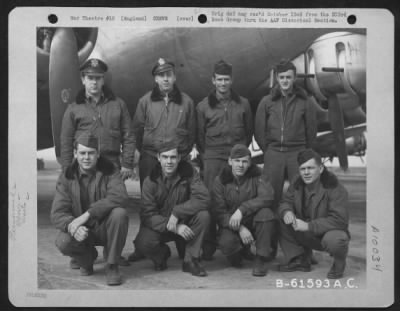 Thumbnail for Consolidated > Lt. Breslin And Crew Of The 360Th Bomb Squadron, 303Rd Bomb Group, Based In England, Pose In Front Of A Boeing B-17 Flying Fortress.  30 March 1945.