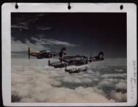 An Escort Of North American P-51S Of The 8Th Air Force With Auxiliary Fuel Tanks Under The Wings.  [Said To Be 361St Fg, 8Th Af, Taken 20 July 1944 During Mission Over France.] - Page 1