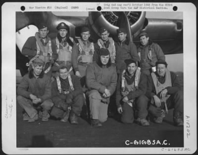 Thumbnail for Consolidated > Lead Crew On Bombing Mission Pose To Neuss, Germany, Pose Beside A Boeing B-17 "Flying Fortress".  360Th Bomb Squadron, 303Rd Bomb Group, England.  31 December 1944.