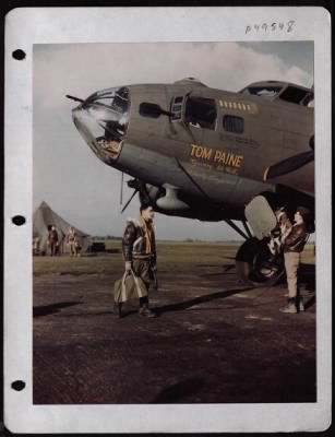 Thumbnail for Boeing > Crew Of B-17 Flying Fortress 'Tom Paine' Prepare For Mission.  When The Men Of An 8Th Af Group Gave The Town Of Thetford England, A Plaque, Honoring It As The Birthplace Of Thomas Paine, American Patriot Philosopher And Author, The Crew Of A B-17 Thought