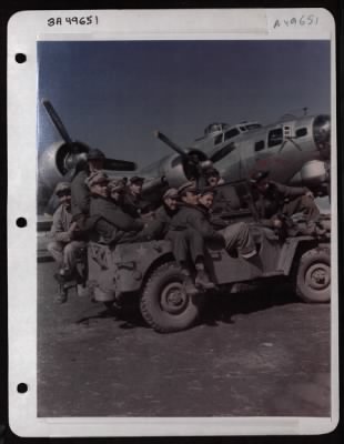 Bomber > Crew Members Of A B-17 In A Jeep.