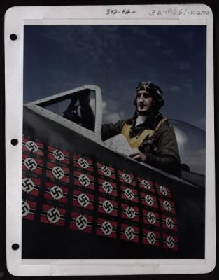 Fighter > Lt. Col. Francis S. Gabraski In The Cockpit Of His Plane At A Base In England.