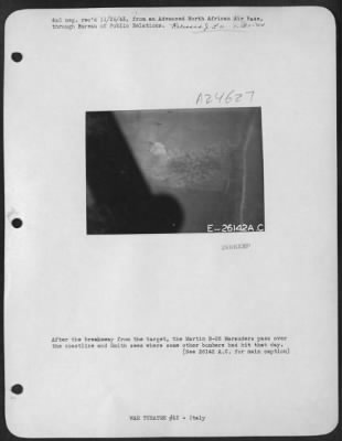 Thumbnail for Consolidated > After the breakaway from the target, the Martin B-26 Marauders pass over the coastline and Smith sees where some other bombers had hit that day.