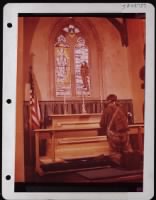 An Airman Prays...Before Going Into Combat, Sgt Thomas M. Barber Of Seattle, Wa, Kneels Before The Altar At The 96Th Bombardment Group Chapel.  The Window In The Background Honors The Dead Of The Group.  Before Going Into Combat, Many Airmen Say A Silent - Page 1
