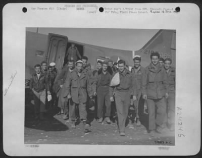 Consolidated > These First Combat Camera Unit Photos Were Taken Of Another Evacuation Mission After The Combat Airmen Landed In Italy.  Here The First Batch Unload From A Plane.  All Of Them Were Helped Out Of Yugoslavia By Marshal Tito'S Forces.