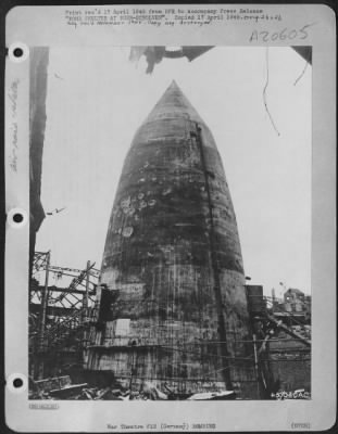 Consolidated > Bomb Shelter At Buer-Scholven -- This Large Cone-Shaped Structure Is An Air-Raid Shelter Where Several Hundred Skilled Technicians Of The Buer-Scholven Oil Plant Sought Protection During Allied Bombings.  It Is Practically Bomb-Proof.  Once Producting 330