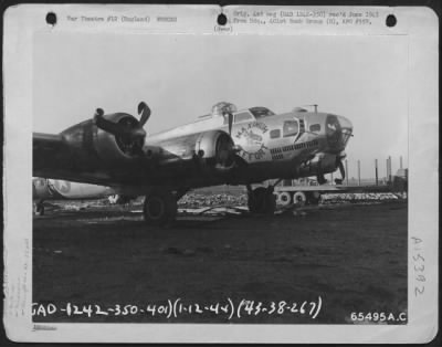 Consolidated > The Boeing B-17 "Flying Fortress" 'Maximum Effort' Of The 401St Bomb Group Was Damaged When It Made A Belly Landing At An 8Th Air Force Base In England.  It Is Partially Repaired.  1 December 1944.  (A/C Nos. 8267.)
