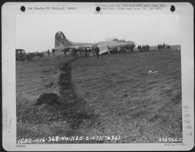 Consolidated > This Boeing B-17 "Flying Fortress" Of The 401St Bomb Group (A/C No. 297636) Crash Landed At An 8Th Air Force Base In England, 20 February 1944.