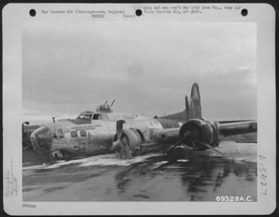 Consolidated > Wreck Of The Boeing B-17 "Flying Fortress" "Little Miss Mischief" At The 91St Bomb Group Base In Bassingbourne, England.
