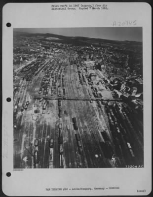 Consolidated > Aerial View Of The Bomb Damaged Railroad Yards At Aschaffenburg, Germany.  16 May 1945.