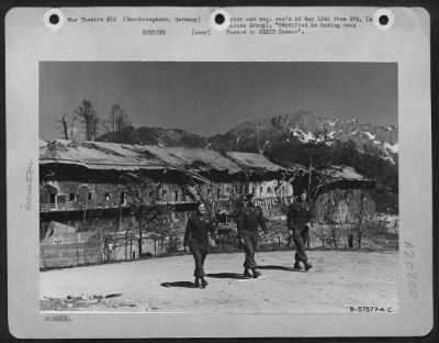 Thumbnail for Consolidated > Berchtesgaden, Germany -- Viewing The Bombed Out Ruins Of Hitler'S Retreat Are Soliders Of The 101St Airborne Division'S 327Th Glider Infantry Regiment, Left To Right: Sgt. George J. Kramer, Cincinnati, Ohio: Sgt. Travis C. Davis, Of Mount Pleasant, Texas