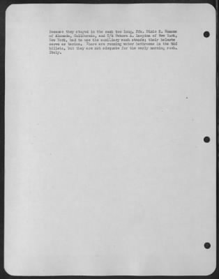 Consolidated > Because They Stayed In The Sack Too Long, Pfc. Dixie E. Emmons Of Alameda, Calif., And T/4 Debora A. Laspina Of New York, Ny, Had To Use The Auxiliary Wash Stands; Their Helmets Serve As Basins.  There Are Running Water Bathrooms In The Wac Billets, But T