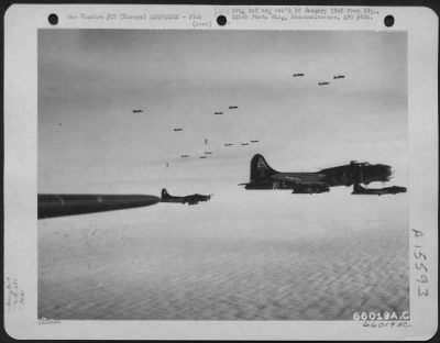 Thumbnail for Consolidated > Boeing B-17 "Flying Fortress" Of The 381St Bomb Group Encounter Flak Opposition As They Wing Their Way Toward The Target, Somewhere In Europe.  16 December 1944.