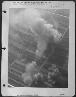 Consolidated > Beneath The Smoke And Dust Shown Here Lie The Remains Of Buildings Which Once Housed A German Headquarters Near Imola, Italy.  Bombs From Republic P-47 Thunderbolts Of The 12Th Air Force Hit This Important Target In The Opening Day Of The Current 8Th Army