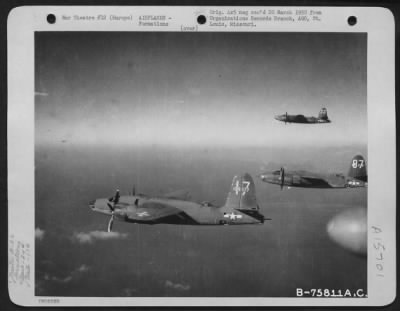 Consolidated > Europe - A Formation Of Martin B-26 Marauders Of The 34Th Bomb Squadron, 17Th Bomb Group En Route To Target In German-Occupied Territory.