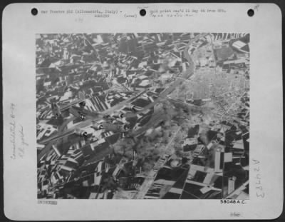 Consolidated > Big Consolidated B-24 Liberators Of The 15Th Aaf Hit The Rail Yards At Allesandria, Just South Of Milan On April 30 1944.  Medium Bomber Attacks On Yards In Middle Italy Piled Up The Freight In Northern Yards, Made Ripe Targets For The Heavy Bombers.  Tha
