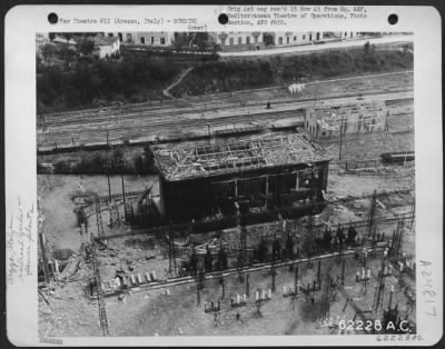 Thumbnail for Consolidated > Bomb Damage To Power Station In Railroad Yards At Arezzo, Italy.