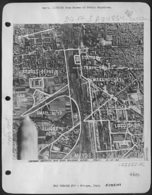 Consolidated > (Before) Boeing B-17 "Flying Fortress" Raid Over Bologna, Italy M/Yds. [Marshalling Yards], Italy.  5-10-43.