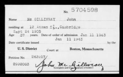 1943 > Mc GILLIVRAY John