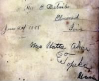 Hattie Detwiler signature 1858, Elmwood Iowa