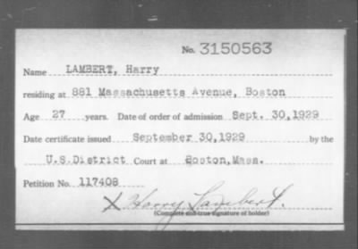 1929 > LAMBERT, Harry