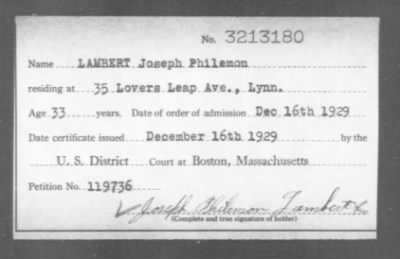 1929 > LAMBERT Joseph Philemon
