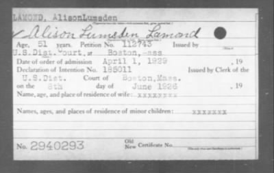 1929 > LAMOND, Alison Lumaden
