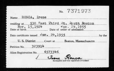 1955 > RONCA, Irene