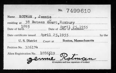 1955 > ROTMAN, Jennie